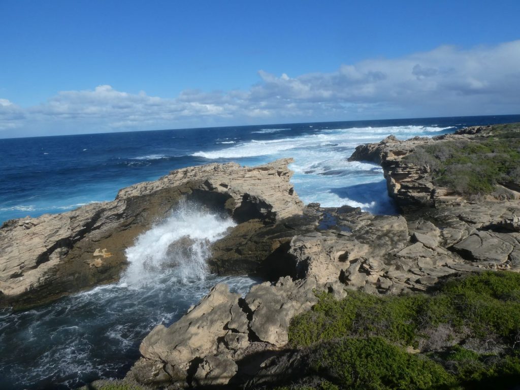 The crashing waves