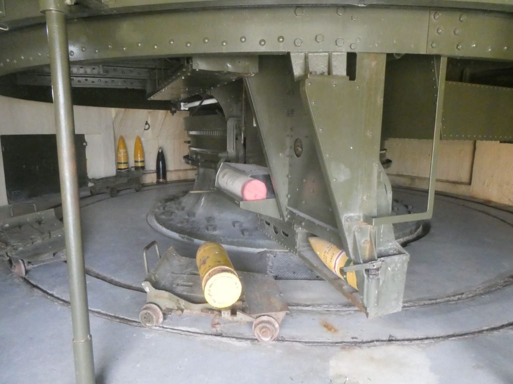 Loading the missiles into the guns.