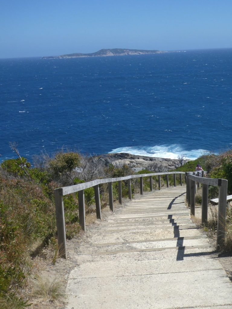 The step path down has stunning views.