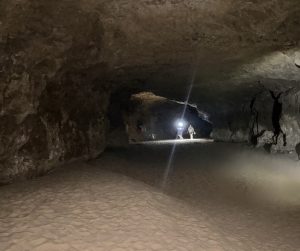 The Stock Gully Cave is dark without a torch.